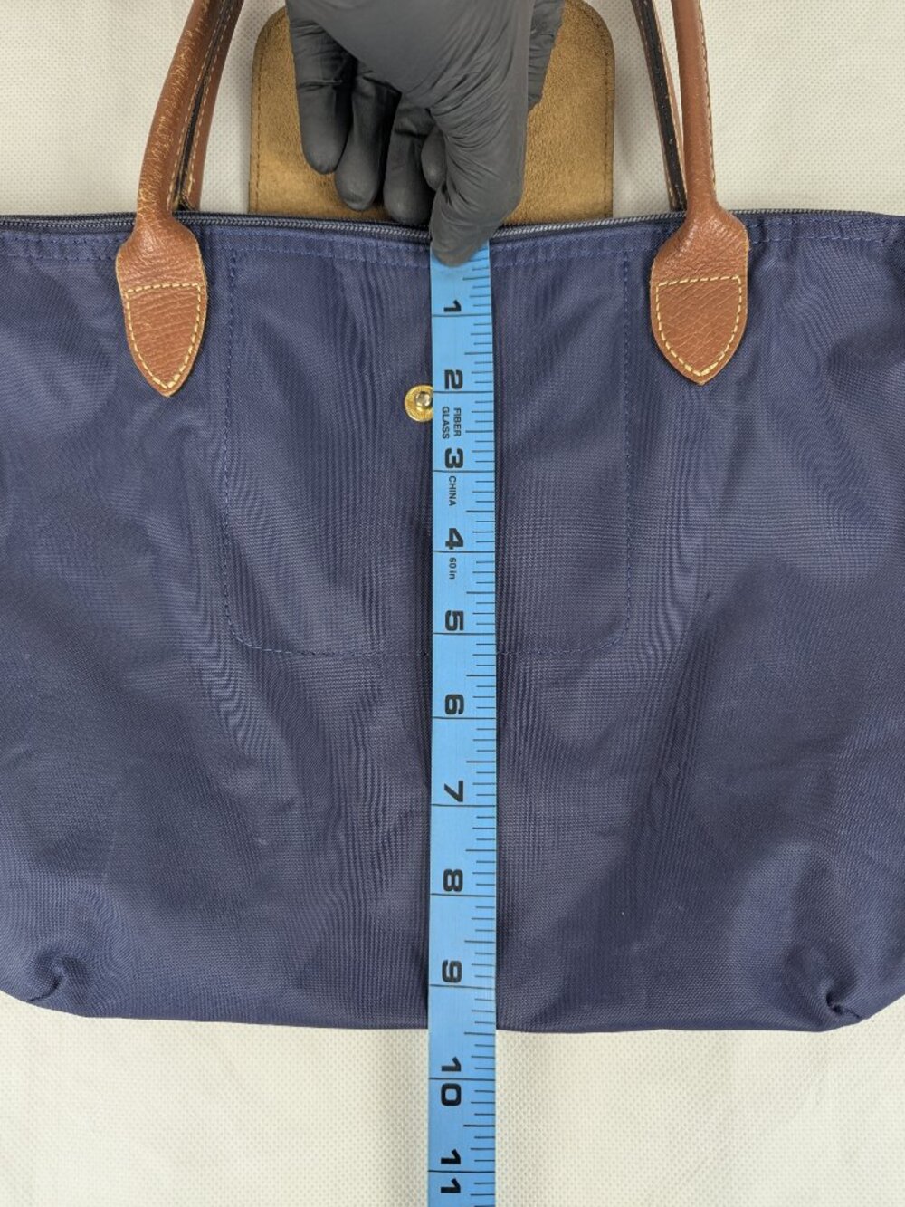 Longchamp Le Pliage Nylon Leather Shoulder Bag Blue | Used | Fast Shipping - Picture 10 of 13